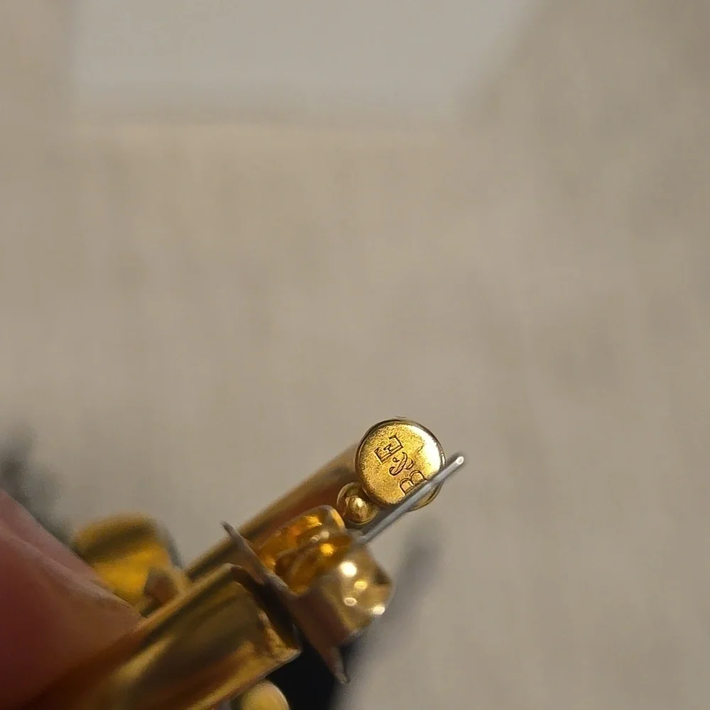B and E Jewelers Brass Mosaic Heart Earrings